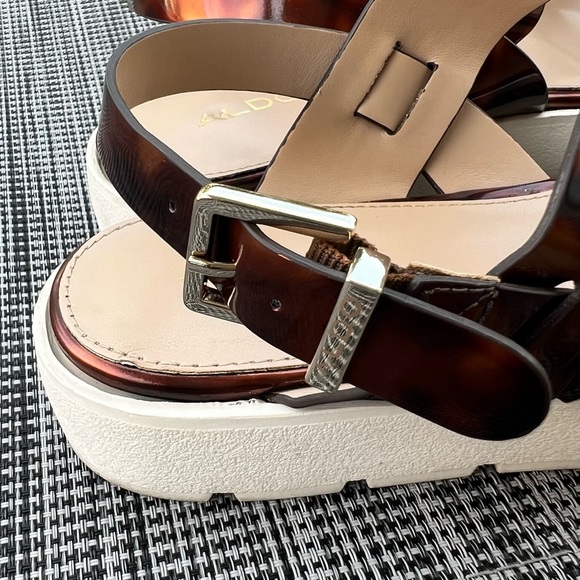 Aldo Flat Form Sole Faux Tortoiseshell Sandals Size 9 Great Condition - Picture 4 of 10